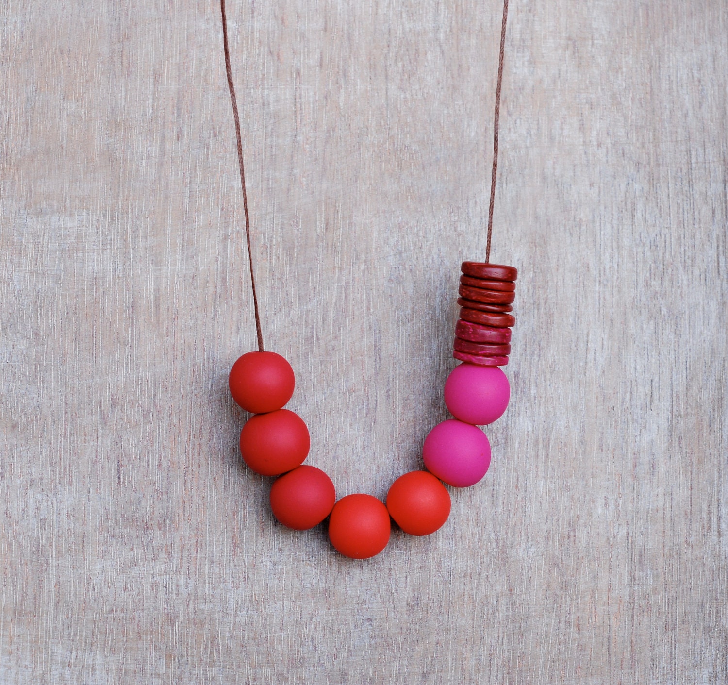 Red Polymer Clay Necklace Statement Necklace Clay by JullMade