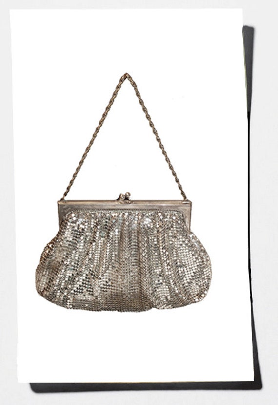 50s Evening Bag Mesh Handbag Silver Chain Mail by MadgesHatBox 50s Evening Bag Mesh Handbag Silver Chain Mail by MadgesHatBox