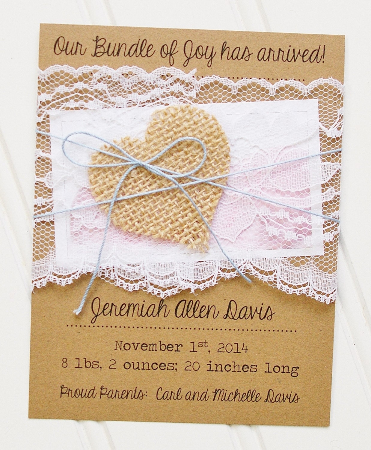 Custom Photo Birth Announcements Unique Handmade by AnnaLouAvenue