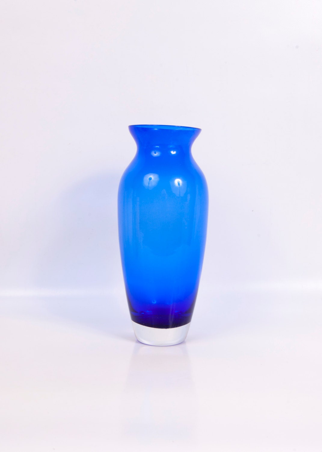 Vintage Cobalt Blue Vase Large Cased Vessel Murano Art Glass