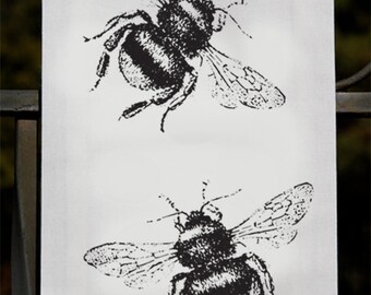 Bee Tea Towel- Bumble Bee - Gift For Kitchen or Cook - Screenprint - Illustration