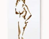 A5 Original Fine Art Nude Drawing- Female nude art ink drawing modern minimal painiting naked woman ooak by Cristina Ripper