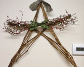 Star Grapevine Twig Wreath, Primitive Christmas Wall Decor