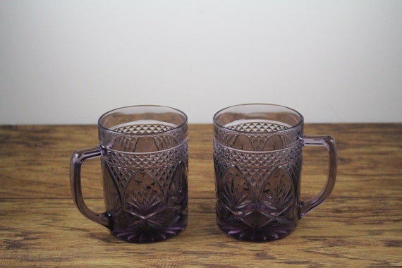 Items Similar To Antique Purple Glass Coffee Cups Coffee Mugs Amethyst Glass Purple 1137