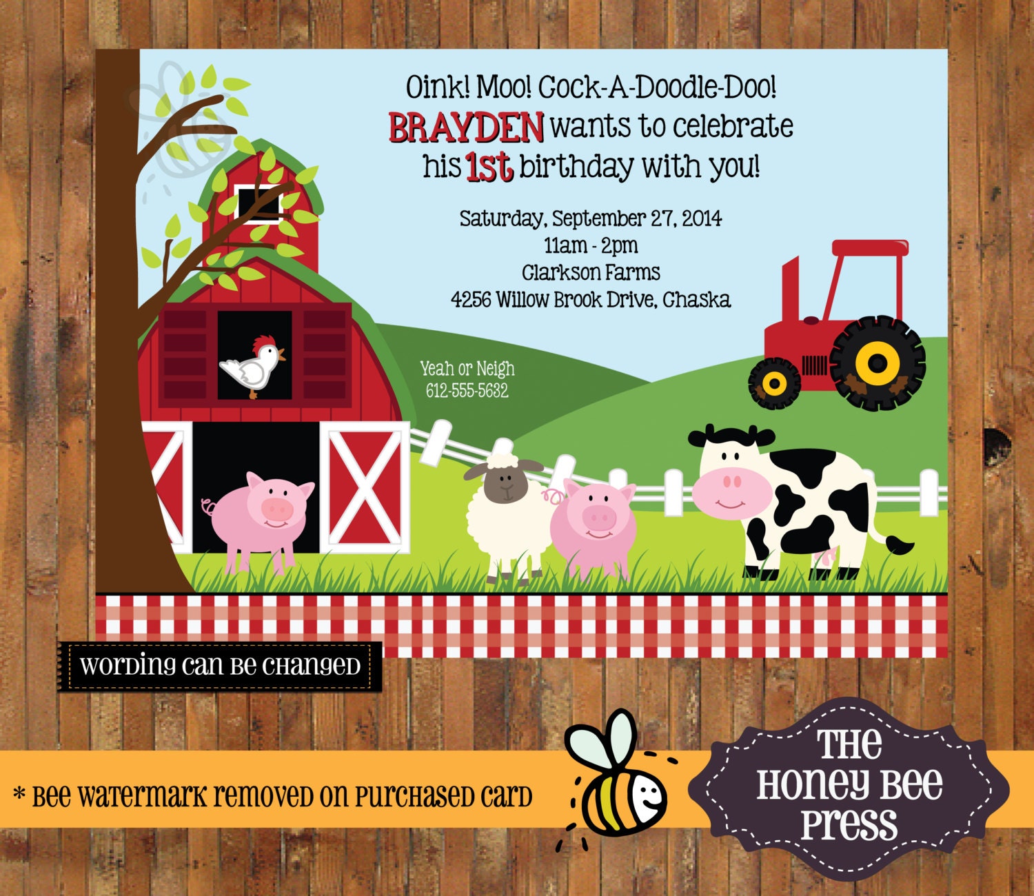 Farm Animal Birthday Invitation Barnyard Birthday Invite