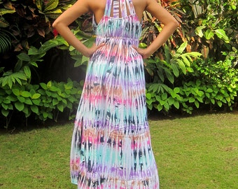 Tie Dye Dress, Women's maxi dress, Beach Dress, Summer Dress, Sundress, Colorful tie dye