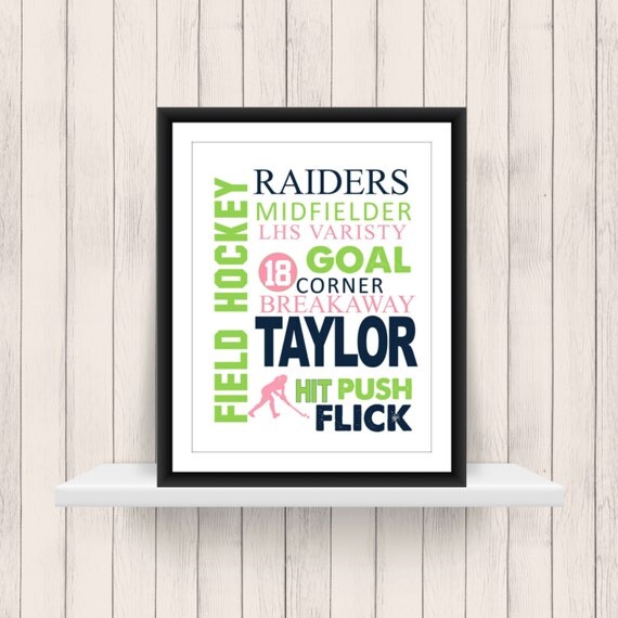 Field Hockey Word Art Print Custom Colors by TheEducatedOwl