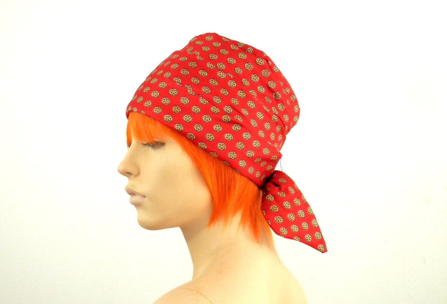 Red Bandana Style Nylon Print Hat Haute Juice