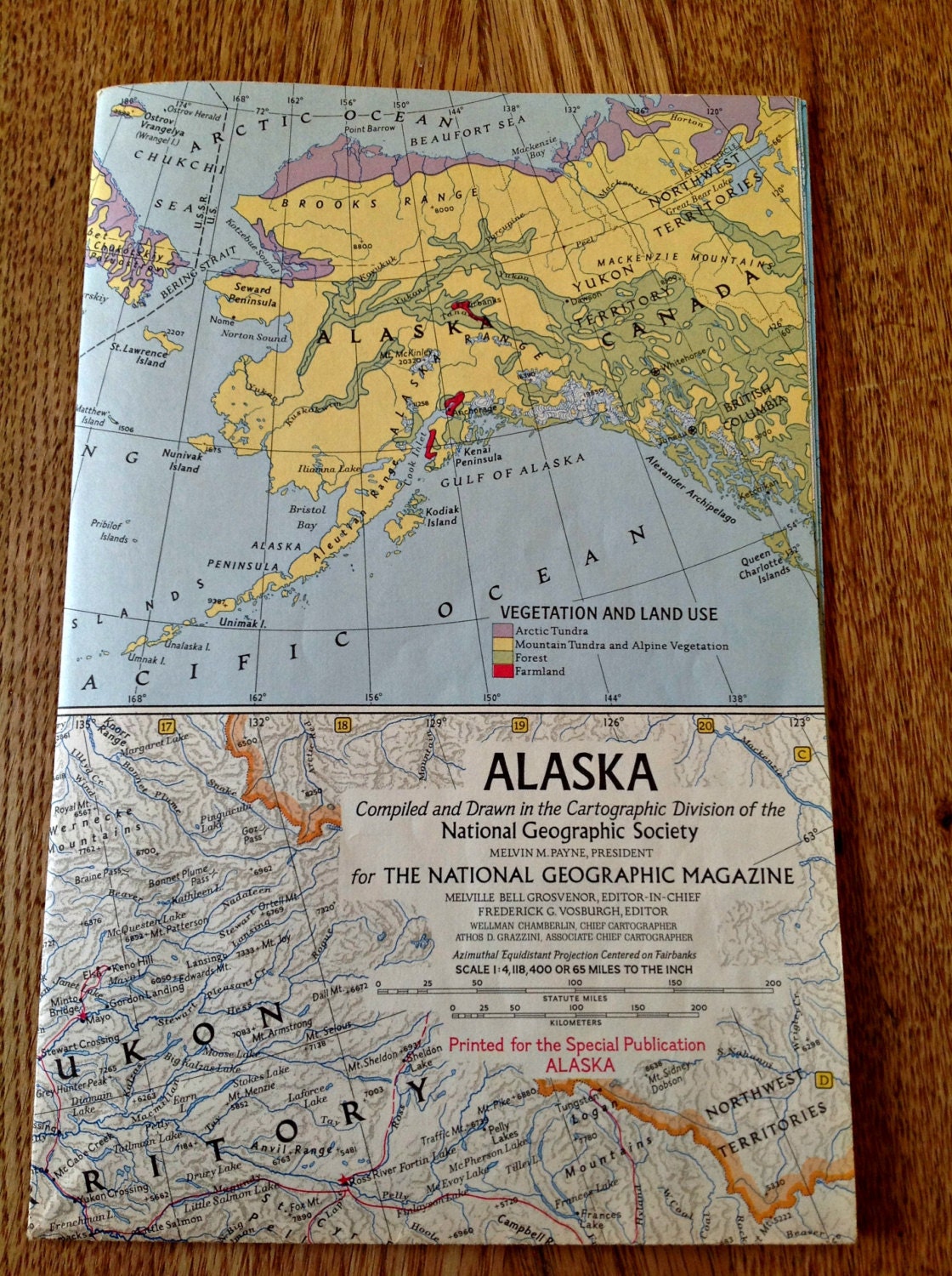 1969 Alaska National Geographic Map Top of the by PonyandPetal