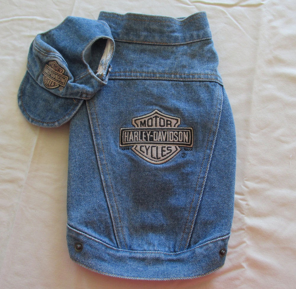 Vintage Harley Davidson Denim Dog Jacket and Baseball by JBPhinn
