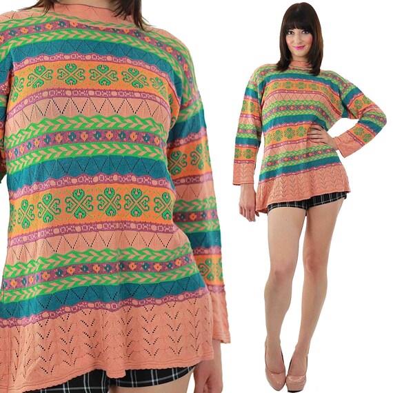 stripe sweater boho tunic top hippie pullover oversized pastel stripe sweater boho tunic top hippie pullover oversized pastel
