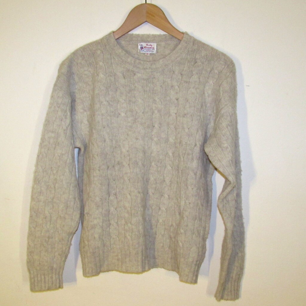 vintage shetland wool sweater women's cable sweater by avaVintage