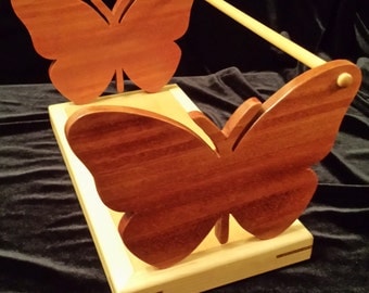 CD DVD Holder, Organizer - Mahogany Butterfly Design