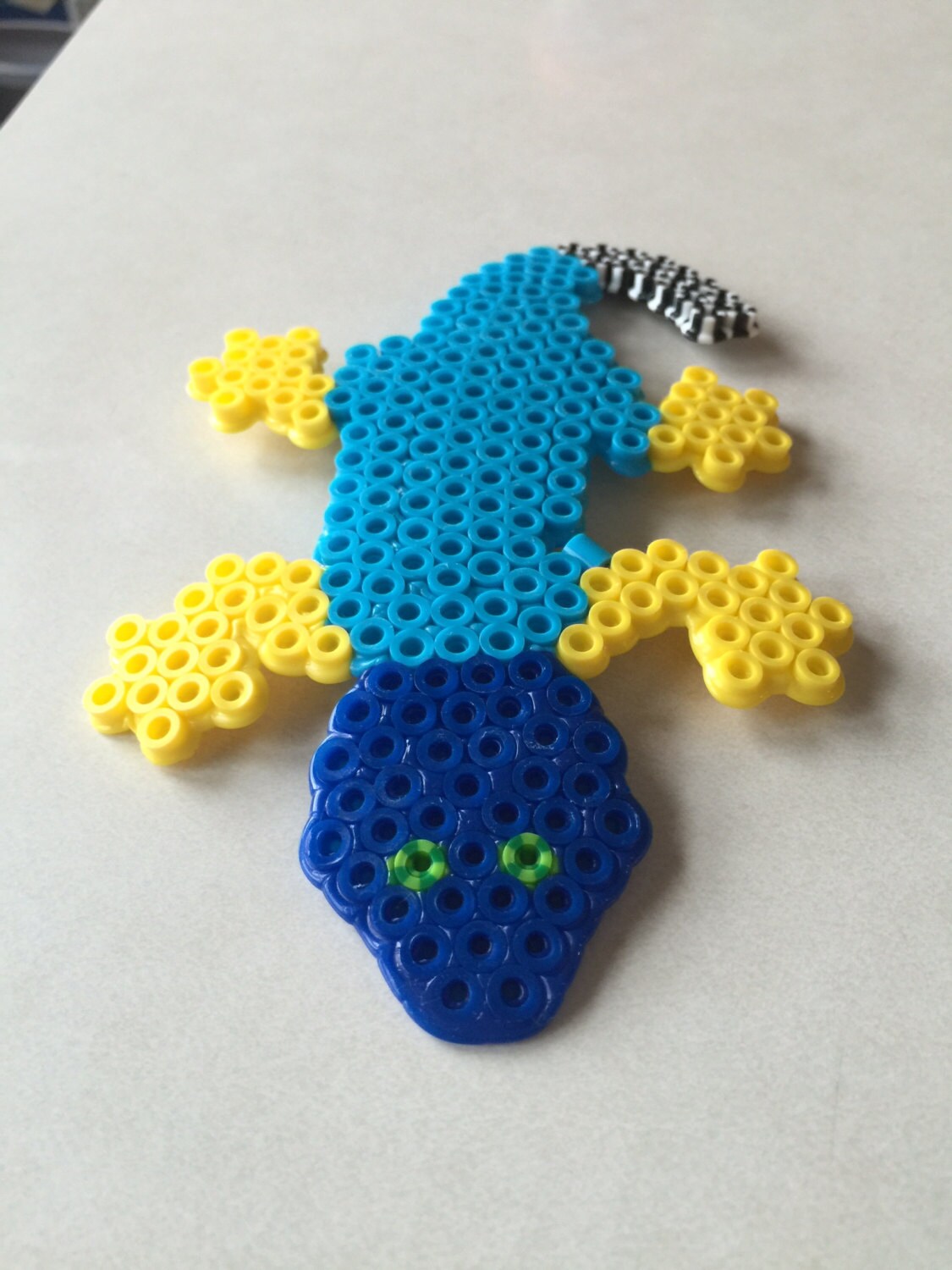 Multi colored gecko lizard perler bead by BrandSense on Etsy