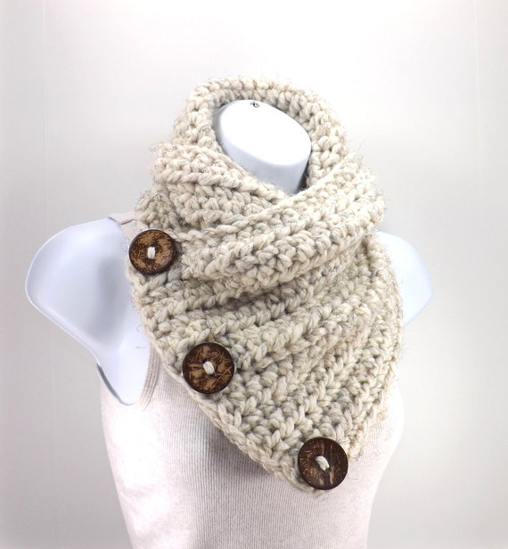 Crochet Chunky Neck Warmer with Three Natural by MyNicePurses