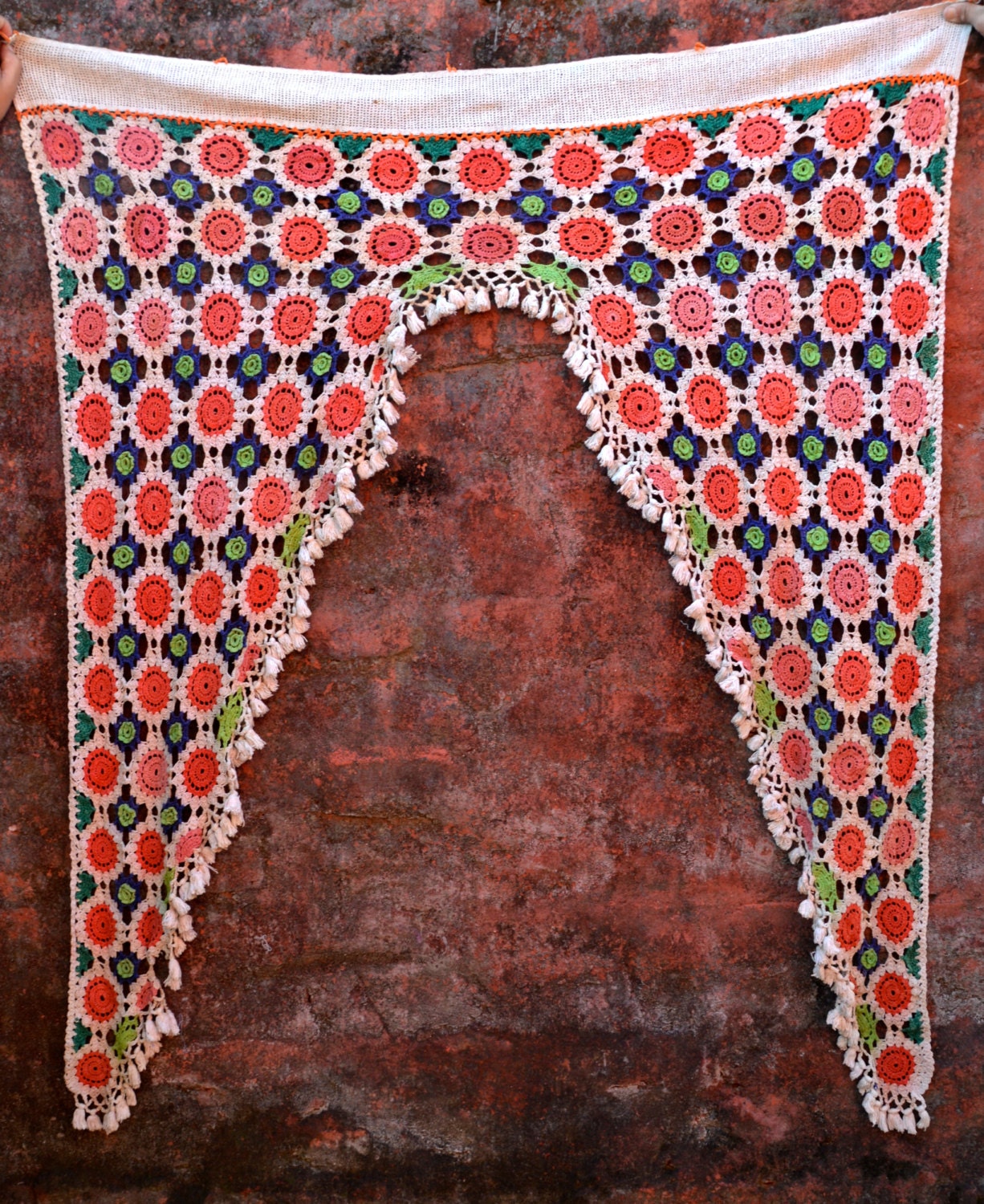 Toran vintage bohemian crochet curtain Indian temple door