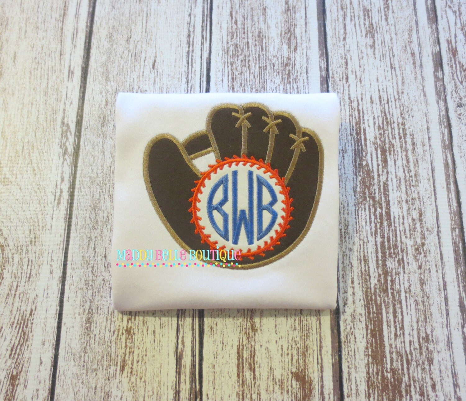 Baseball Glove Monogrammed Applique Shirt Embroidered