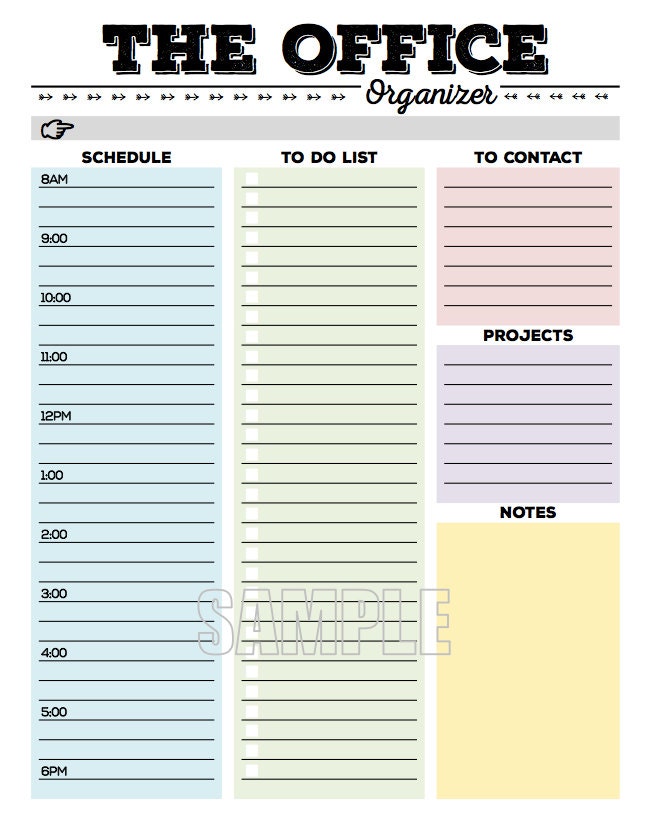 The Office Organizer planner page work planner office