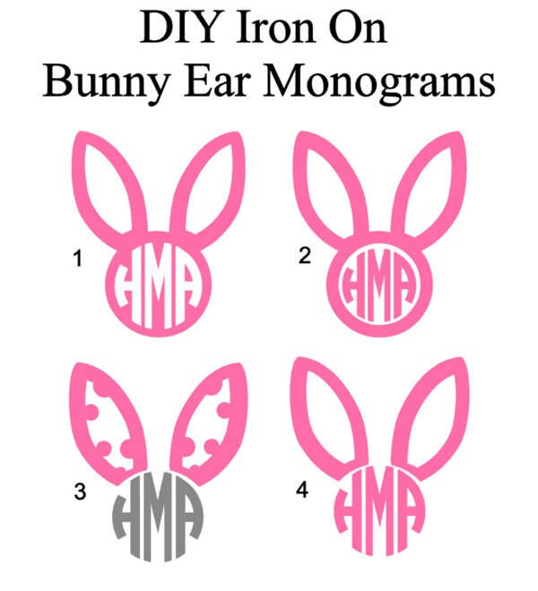 Download DIY Iron On Bunny Ear Monograms Easter Bunny Personalized