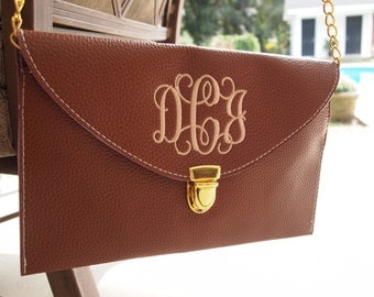 Monogrammed Clutch with Chain