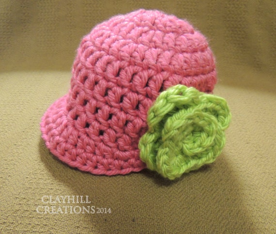 Newsboy Crochet Hat with a Flower Chunky Yarn by ...