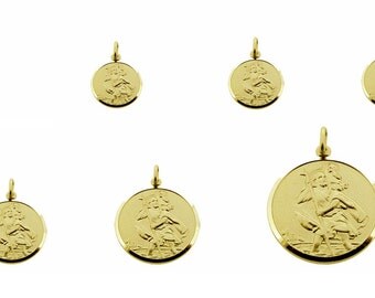 Solid 9ct Gold St Christopher Pendant Medal Personalised Holy Communion Christening 18th Birthday Gift Engraved Saint Christopher 7 Sizes
