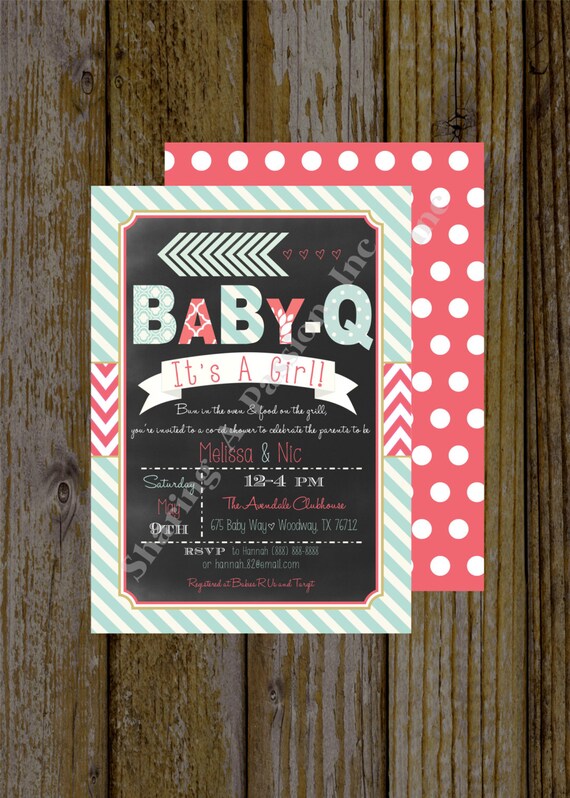Baby Q Shower Invitation Couples Baby by SharingAPassionINC