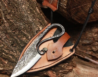 Forged Iron Handmade Real Vikings Hunting Knife Leather Sheath Teiwaz Rune