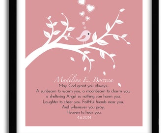 Christening Gift Baptism Gift Girl, Personalized Bible Verse Art, Blessing gift for GodChild, 8x10 Art Print