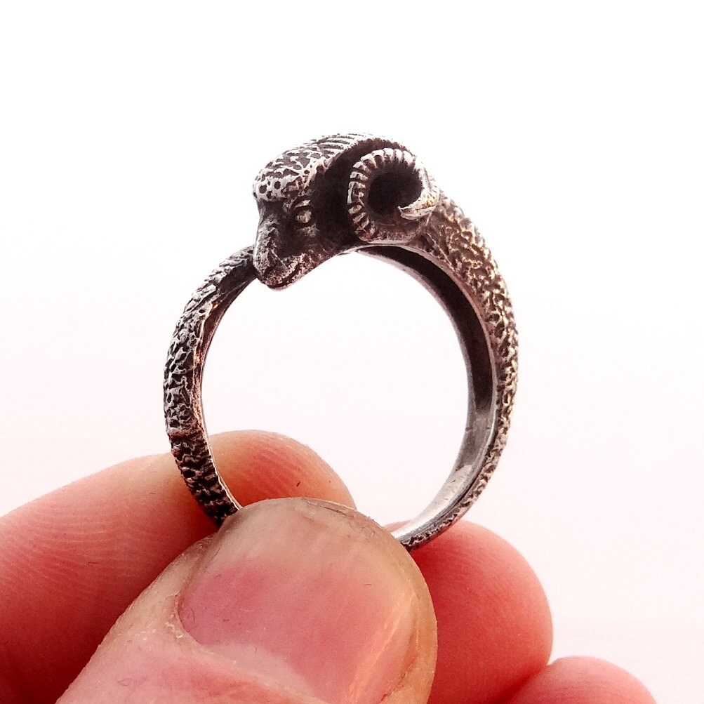Silver Goat Ring Ram Ring In Sterling Silver Black Sheep silver goat ring ram ring in sterling silver black sheep