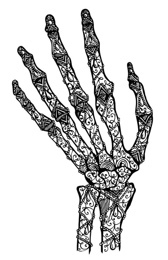 Skeleton Hand // A4 Archival Giclee Print // by Amy Rose
