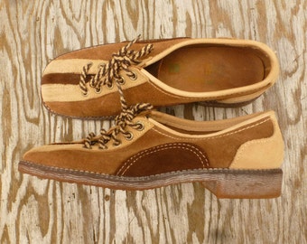 Bowling Shoes 1970's - Vintage Brown Suede Bowling Shoes - 70s Jesse Jane Bowling Shoes by Sebago - Vintage Boho Hippie Shoes -Size 7 Womens