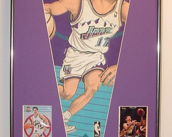 Vintage NBA Utah Jazz John Stockton Pennant & Cards!!!...Custom