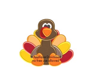 Turkey Applique Design - Instant EMAIL With Download - 3 sizes - for Embroidery Machines