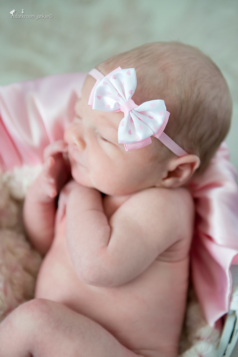Pink Bow Headband, Pink Baby Headband, Newborn Bow Headband, Baby