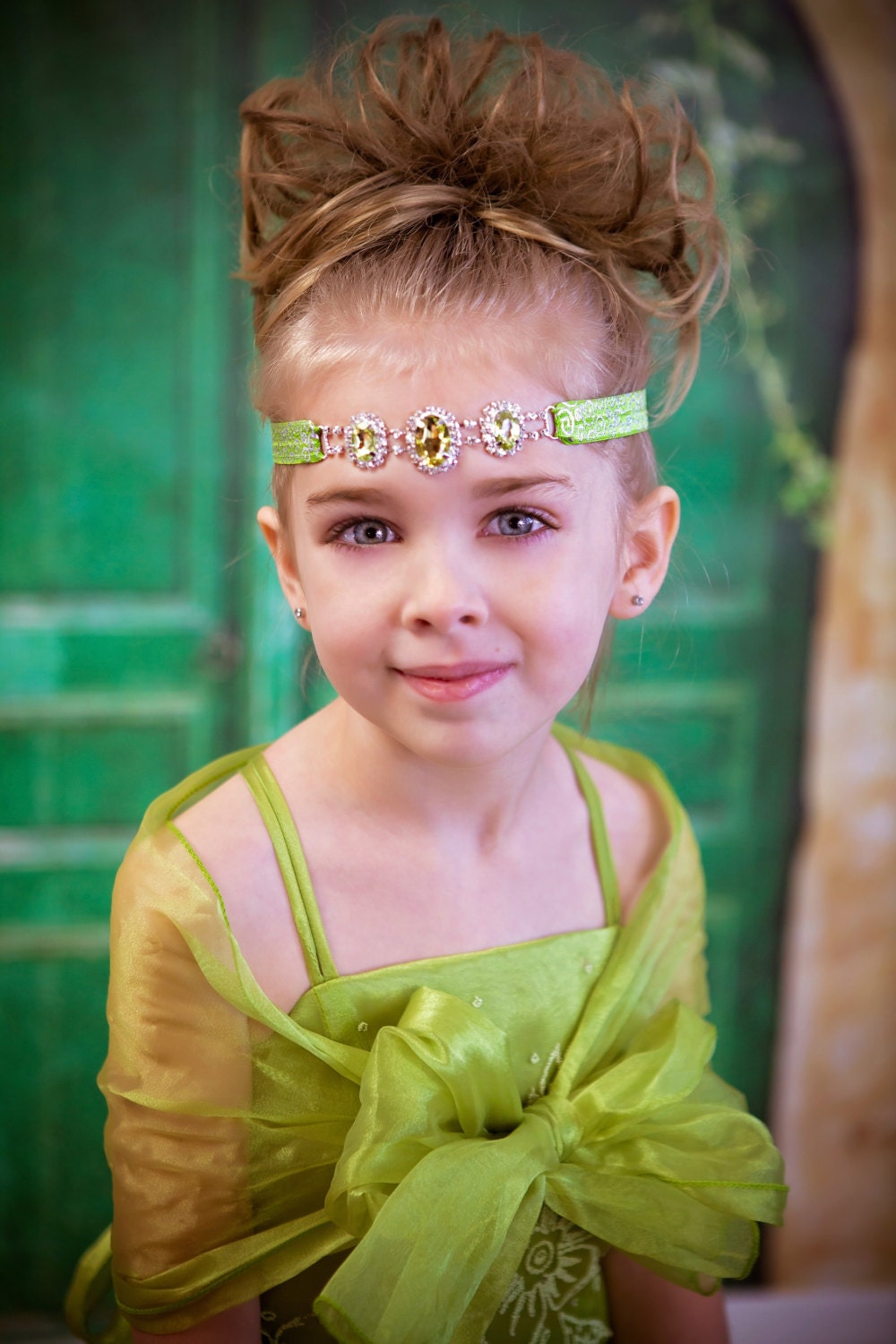 Lime Rhinestone Headband, Green Baby Headband, Green Fairy Headband