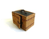 Antique French, garde manger, straw wicker, food store, hamper.