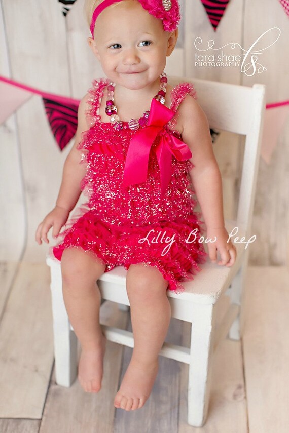 Pink Glitter Romper Baby Girl ClothesBaby by LillyBowPeep