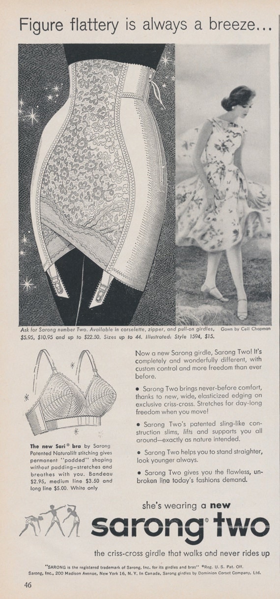 Sarong Two Girdle Ad 1950s Vintage Lingerie by
