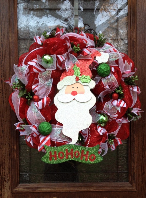 Deco Mesh Santa Christmas wreath by BCCbyBecca on Etsy