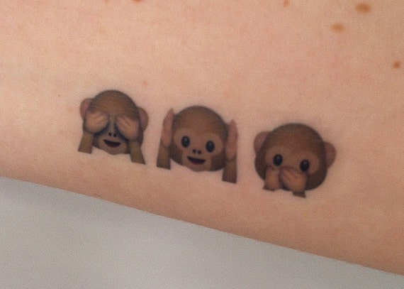 Tattoo Emoji Affe | custom temporary tattoos emoji sets 3 monkeys Tattoo Emoji Affe | custom temporary tattoos emoji sets 3 monkeys