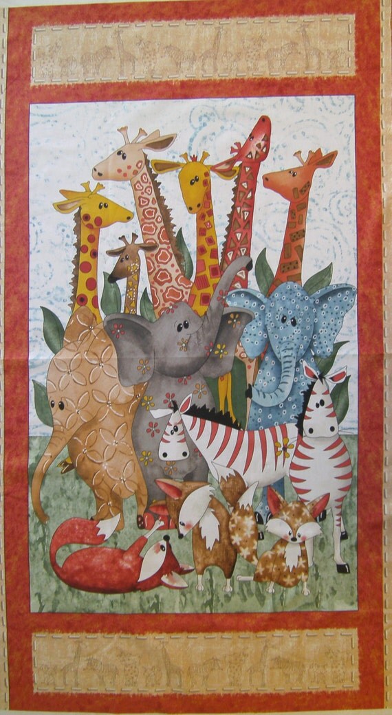 Items similar to Zoo Animal Fun Panel Fabric to Sew on Etsy