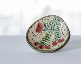 birch bark pine branch and pine cone ceramic bowl by birch bark pine branch and pine cone ceramic bowl by
