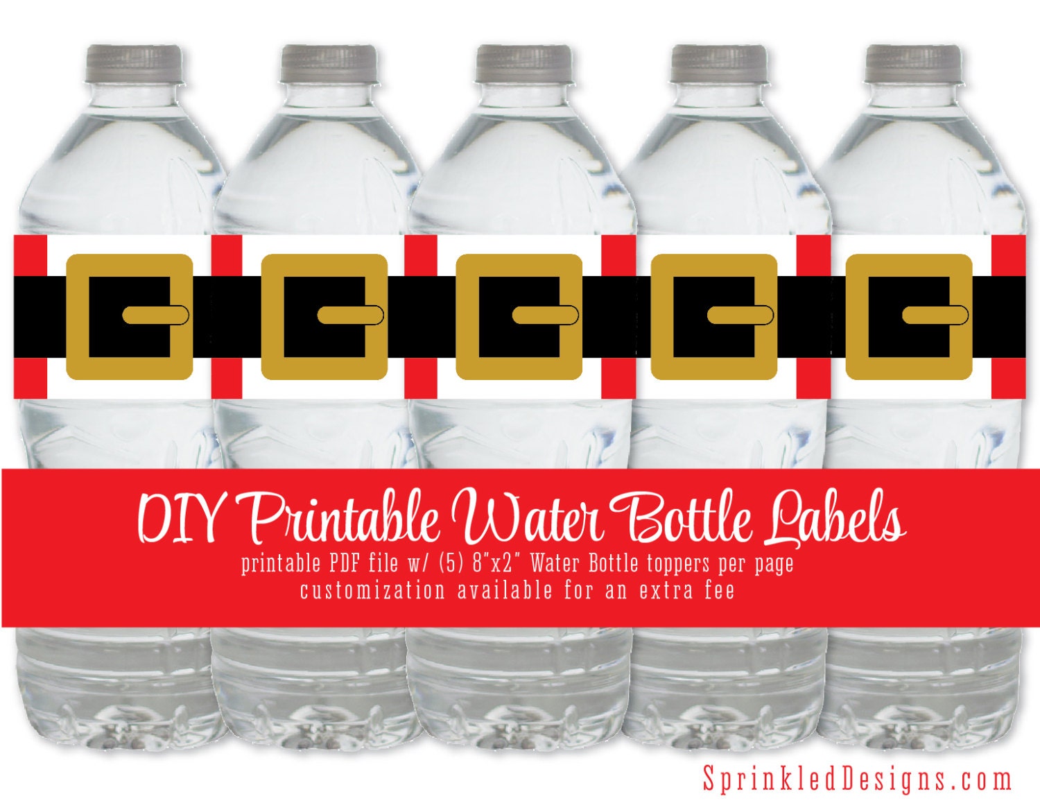 Santa Printable Water Bottle Labels Funny by SprinkledDesign