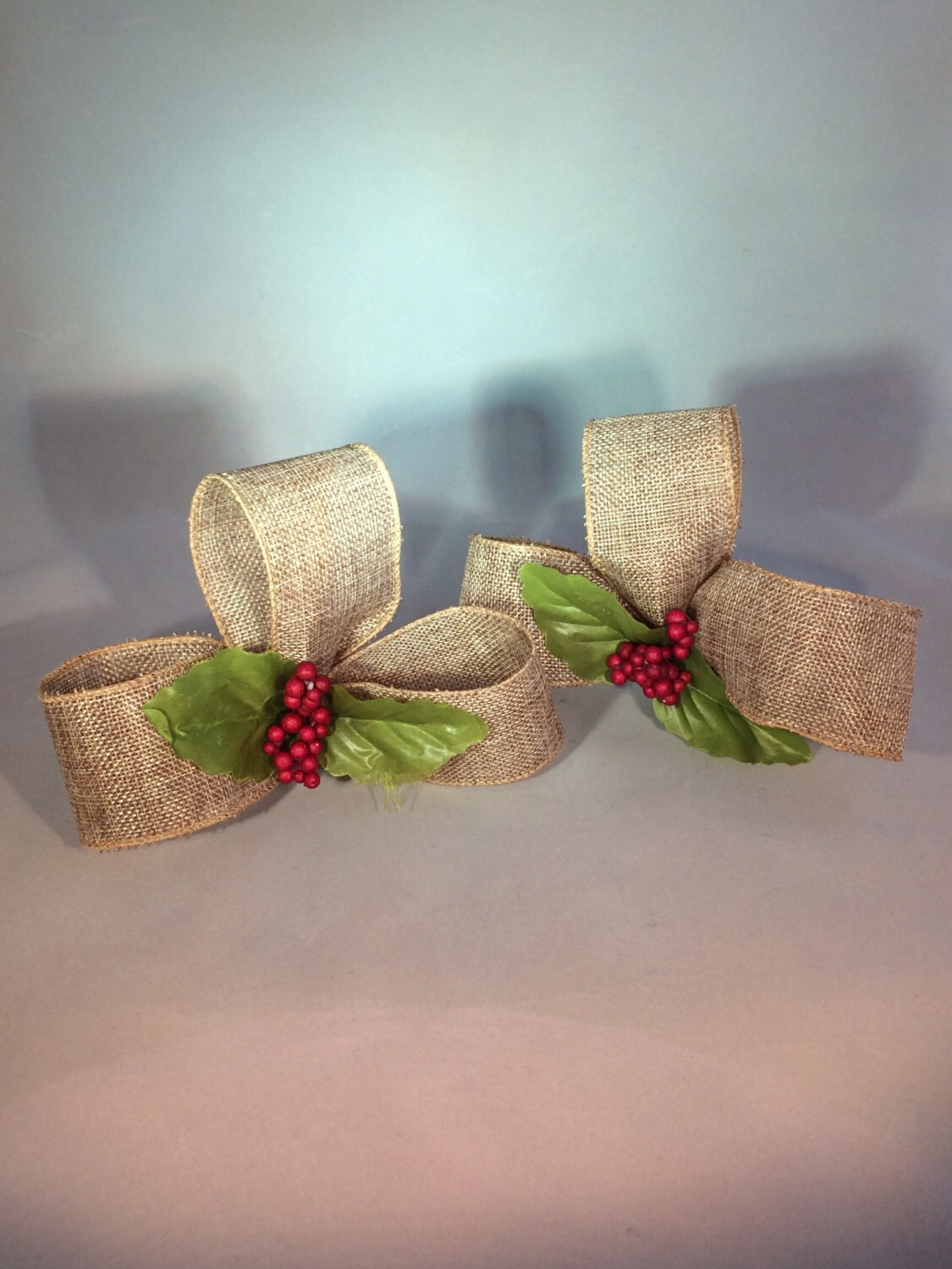 Xmas Mistletoe Ornaments 5 / Kiss under Mistletoe / Evergreen Plant / Handmade Xmas Ornament / Holiday Ideas / Unique Decoration / Burlap