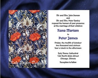 Art Nouveau Art Deco Wedding Invitation & RSVP - William Morris Design 55