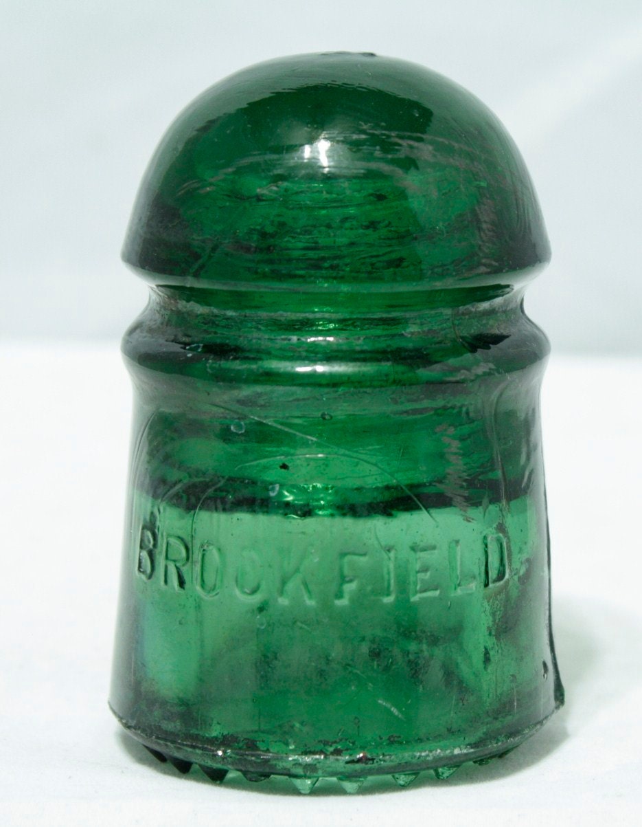 Green Glass Line Insulator Brookfield by Dantage on Etsy