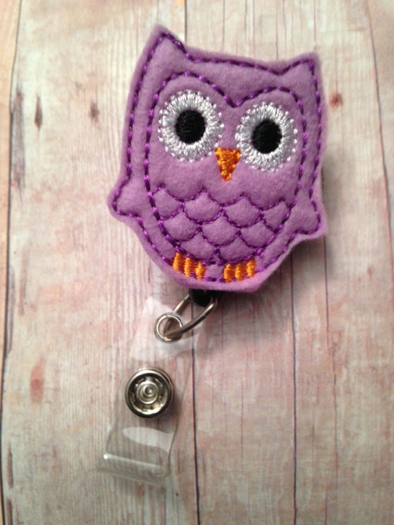 Purple owl badge reel -- show your love of owls while wearing your ID