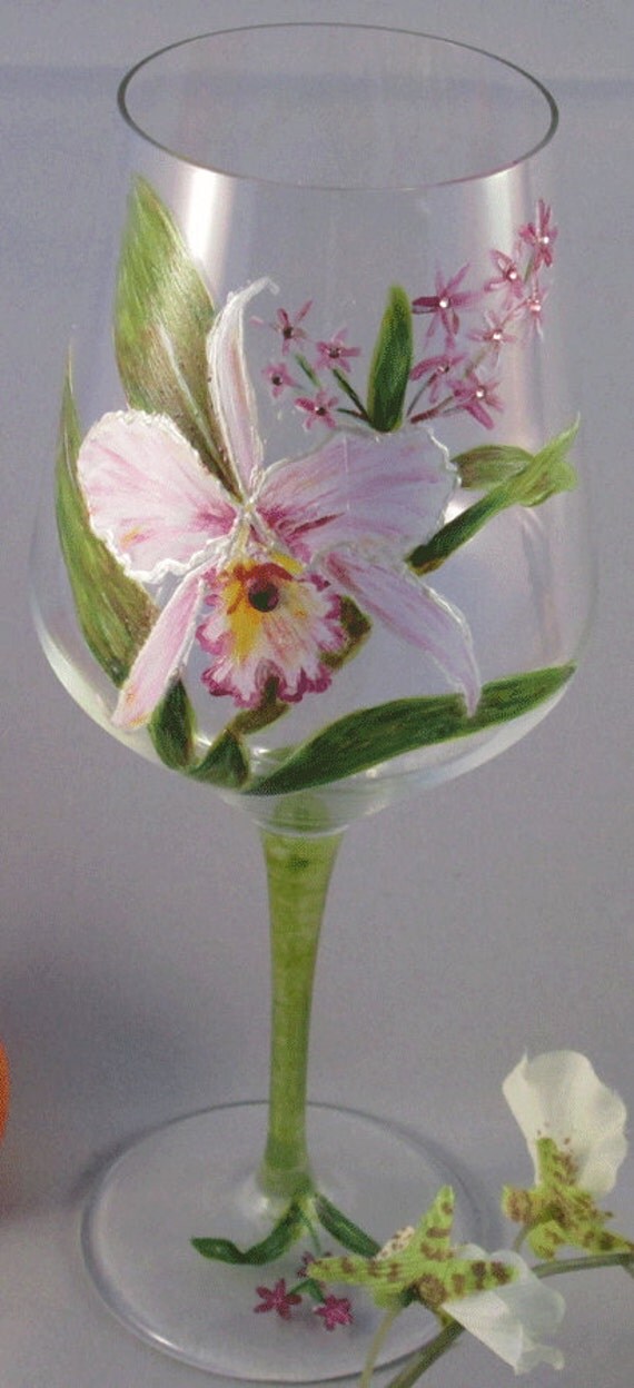 Purple Orchid Wine Glass