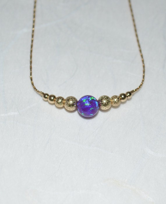 Purple Opal Necklace, Tiny Opal Dot Necklace, simple dainty coin/circle gold necklace, horizontal bar necklace, bridesmaid opal jewelry